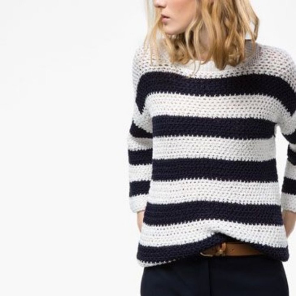 Massimo Dutti 3/4 sleeve striped sweater